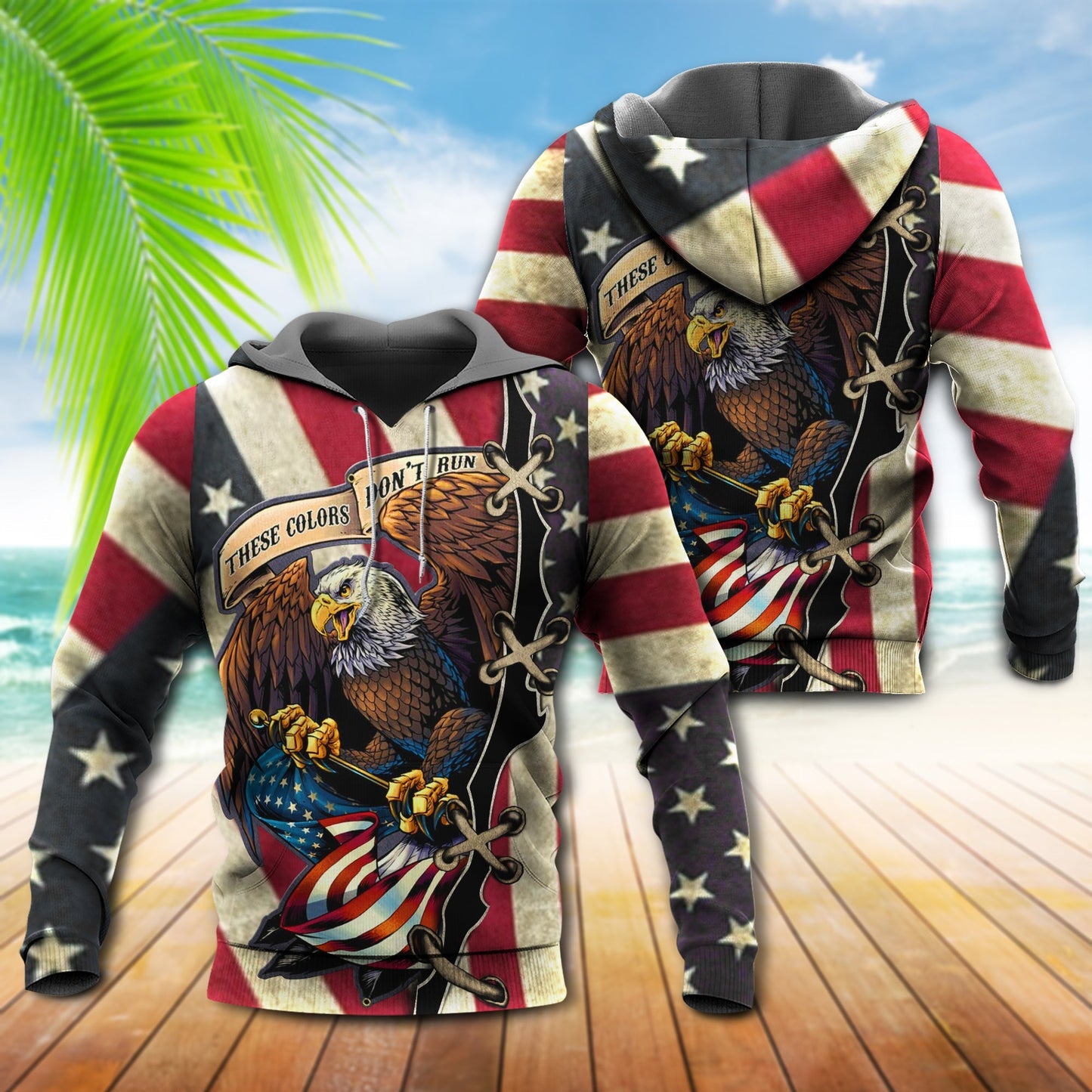 American Eagle Fly Flag Art – 3D Hoodie