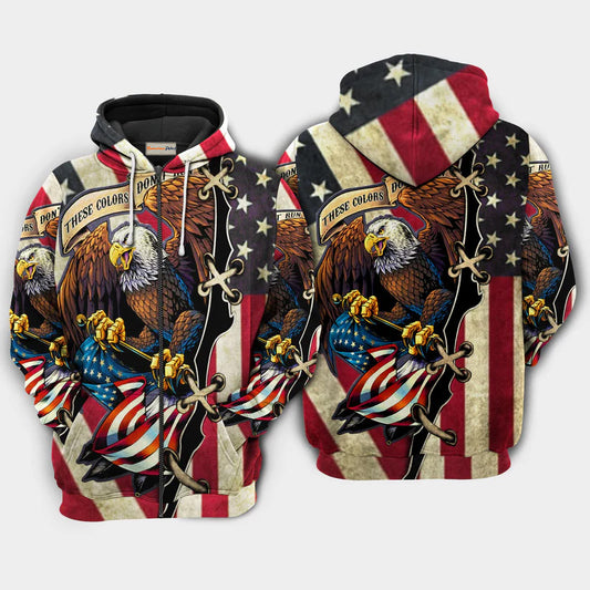 American Eagle Fly Flag Art – 3D Hoodie