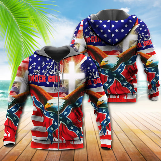 One Nation Under God Patriotic Quote – 3D Hoodie