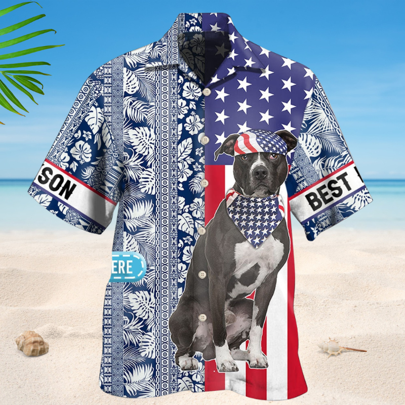 American Bull Terrier Tropical Style – Hawaiian Shirt