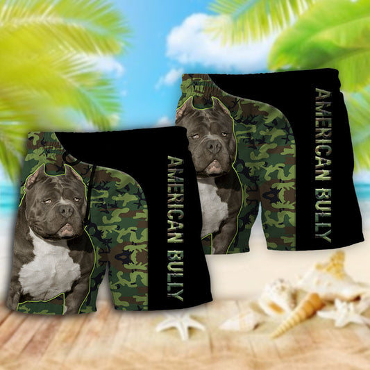 American Bully Dog Camo Pattern Personalized - Beach Short