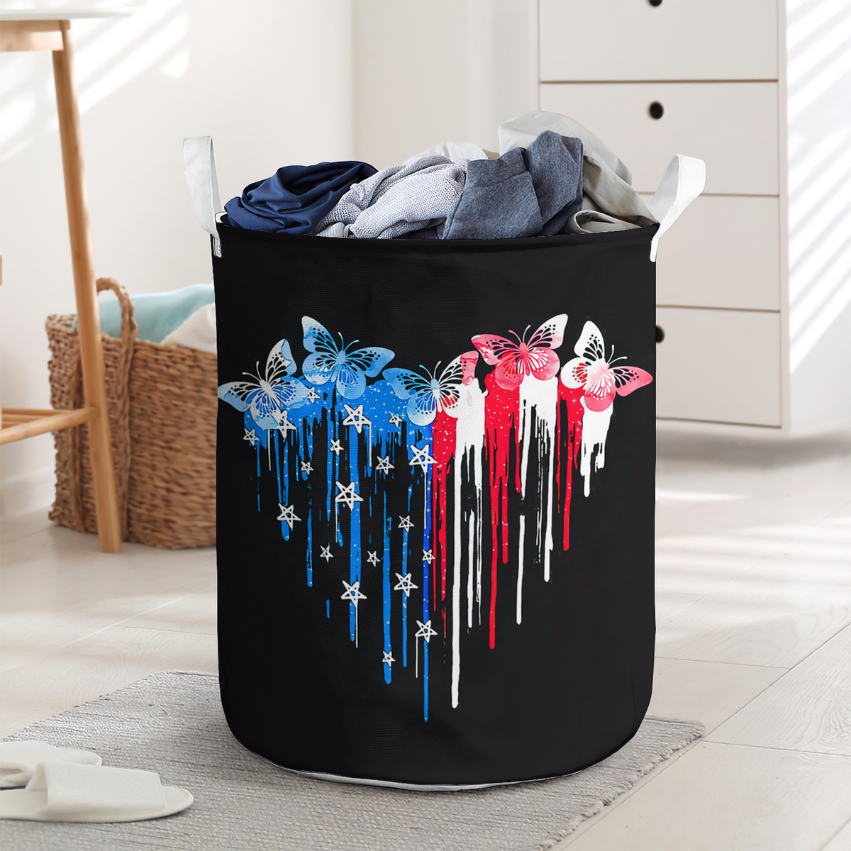 Amazing American butterfly love - Laundry basket - LAUB04NGC250222-Owls Matrix