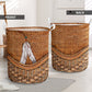 Native American Rattan Teaxture - Laundry Basket - Owls Matrix LTD