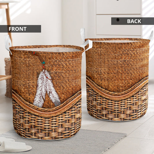 Native American Rattan Teaxture - Laundry Basket - Owls Matrix LTD
