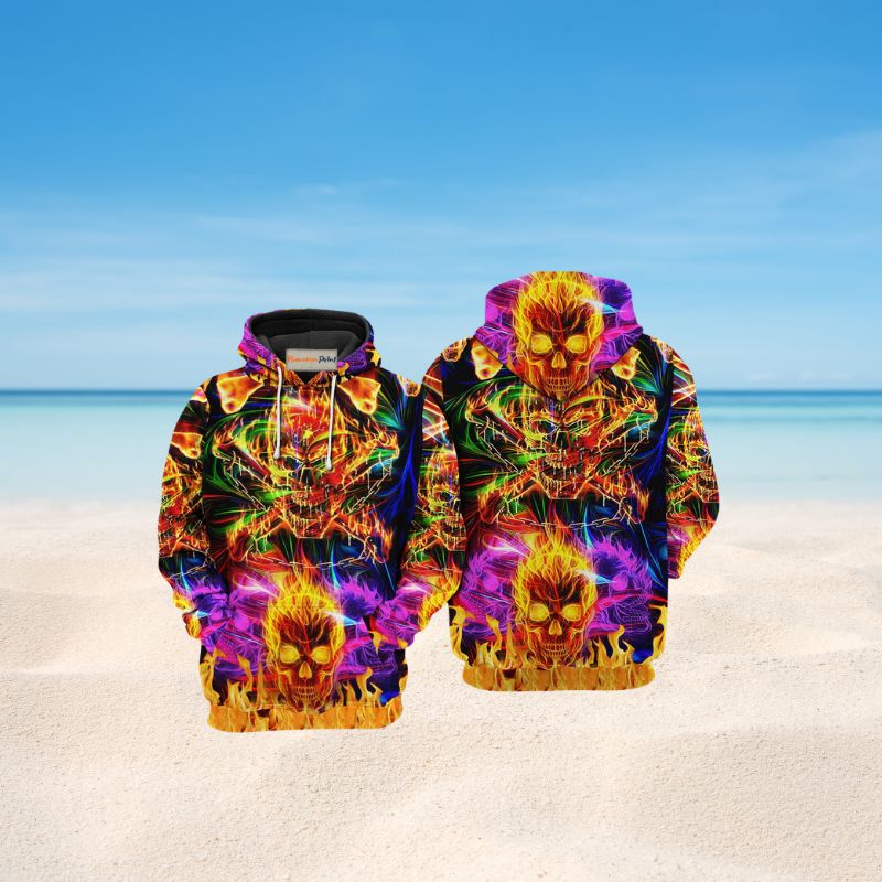 Angry Fire Skull Art – 3D Hoodie2