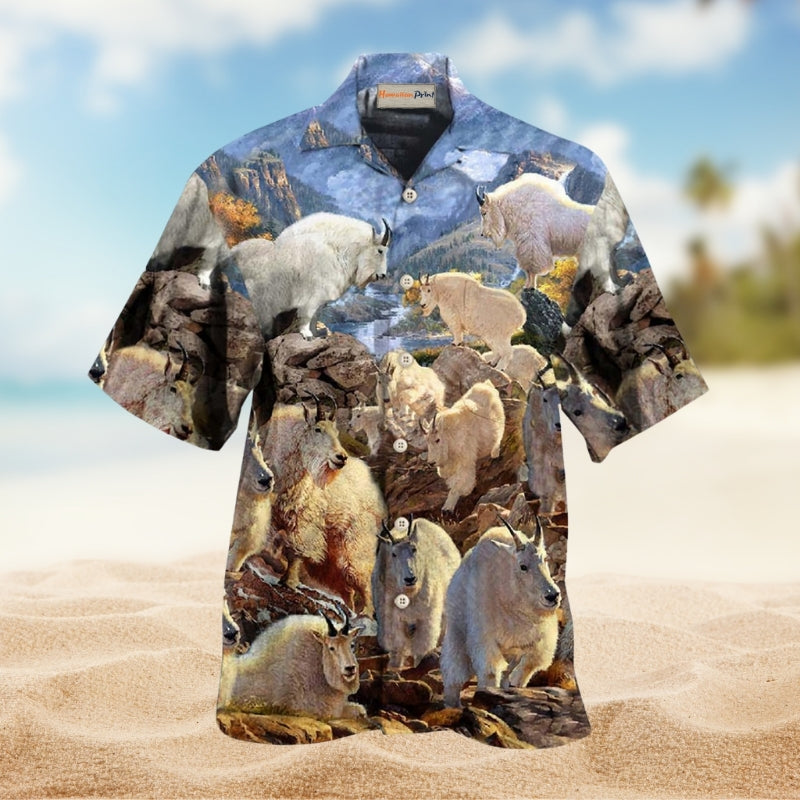 Animals Amazing Mountain Goats With Snow Limited Edition – Hawaiian Shirt