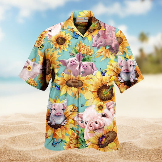 Animals Amazing Pig Loves Sunflowers Limited Edition – Hawaiian Shirt