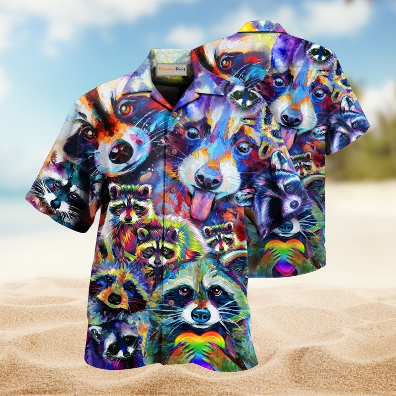Animals Awesome Colorful Raccoon Family Limited Edition – Hawaiian Shirt