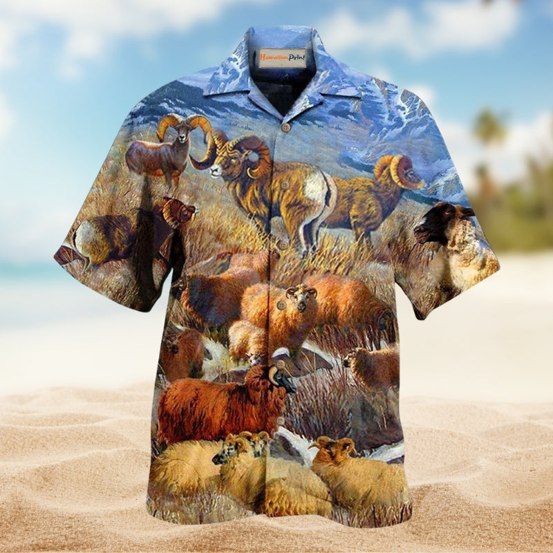 Animals Bighorn Sheeps In Beautiful Plateau Limited Edition – Hawaiian Shirt