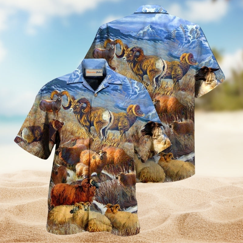 Animals Bighorn Sheeps In Beautiful Plateau Limited Edition – Hawaiian Shirt