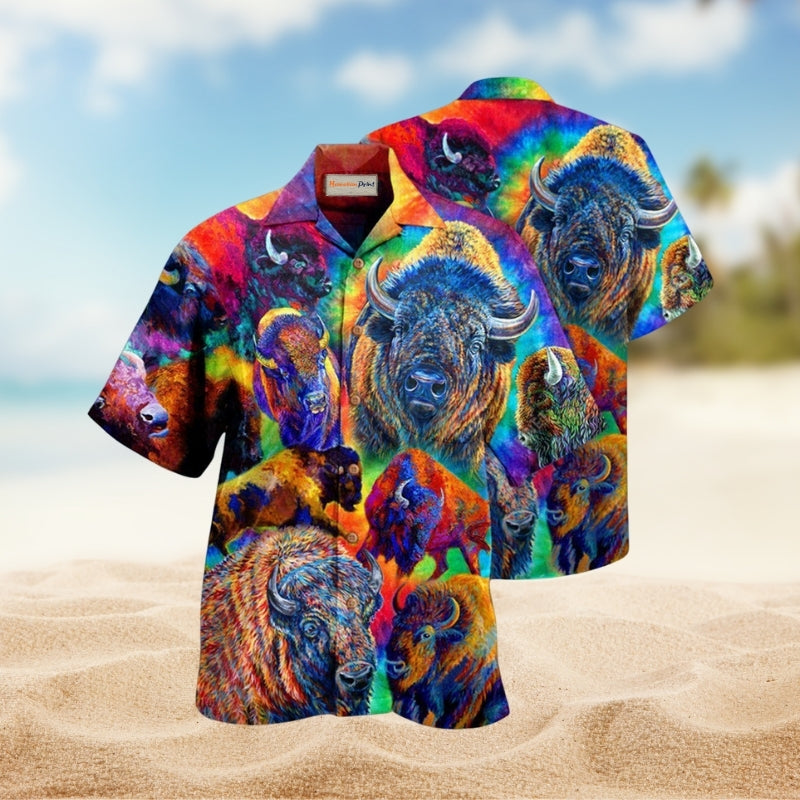 Animals Colorful Bisons Edition – Hawaiian Shirt