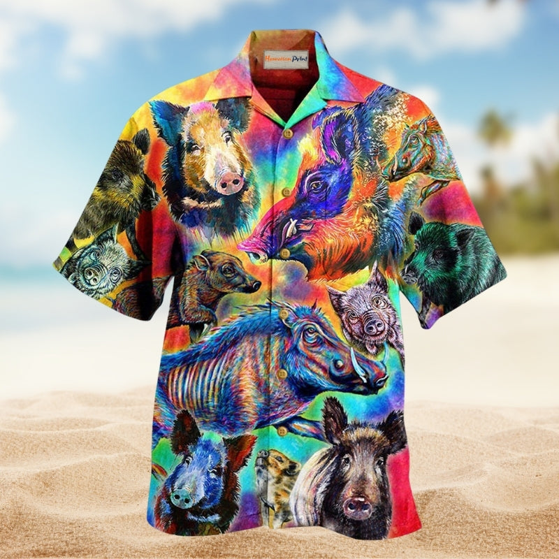 Animals Colorful Wild Boar Limited Edition – Hawaiian Shirt