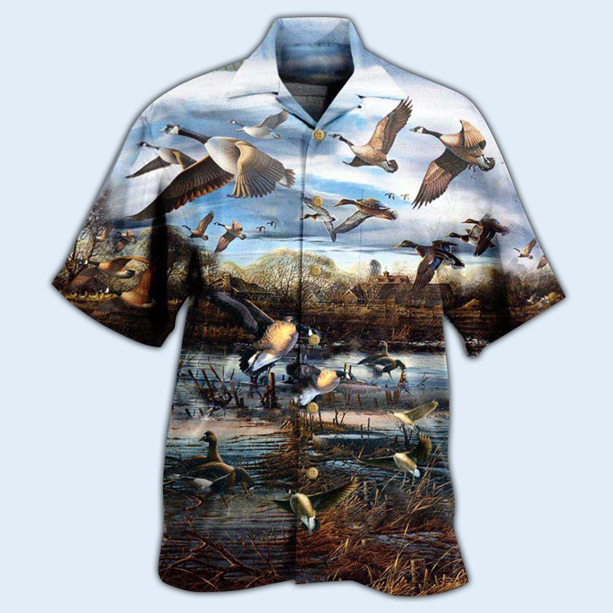 Canada Geese Peaceful Sky Art – Hawaiian Shirt