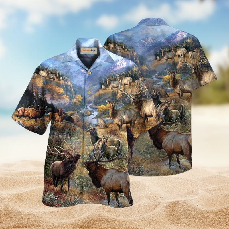 Animals Moose Beautiful Country Elk Limited Edition – Hawaiian Shirt
