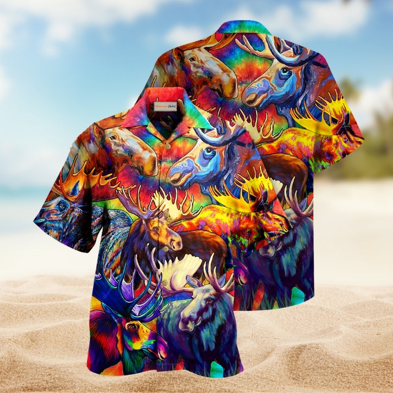 Animals Moose Beautiful Painting Color Style Limited Edition – Hawaiian Shirt