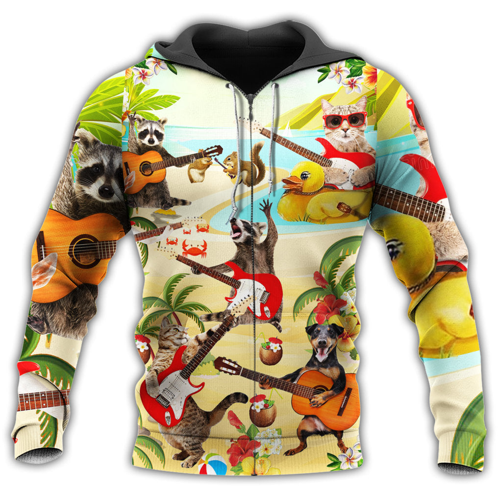 Animals Play Music Fun - 3D Hoodie