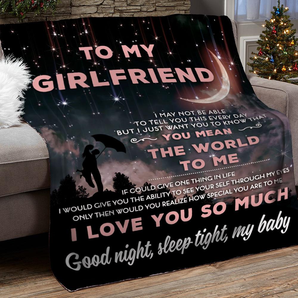 Family To My Girlfriend Deep Appreciation Message Flannel Blanket For Living Room And Bedroom Styling