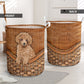 Apricot Poodle Dog Rattan Teaxture - Laundry Basket - Owls Matrix LTD