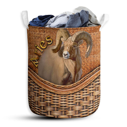 S: 17.72”x13.78” (45x35 cm) Aries Rattan Teaxture Lover - Laundry basket - Owls Matrix LTD