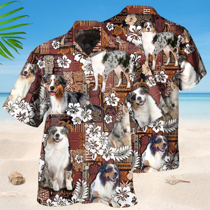 Australian Shepherd Dog Lover Tropical Style – Hawaiian Shirt