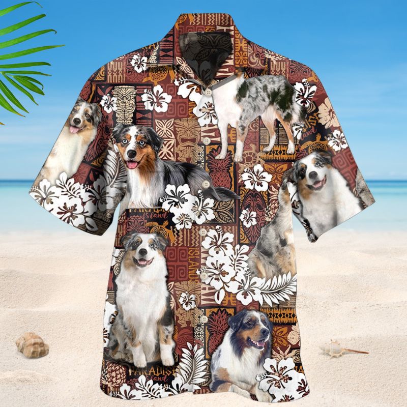 Australian Shepherd Dog Lover Tropical Style – Hawaiian Shirt