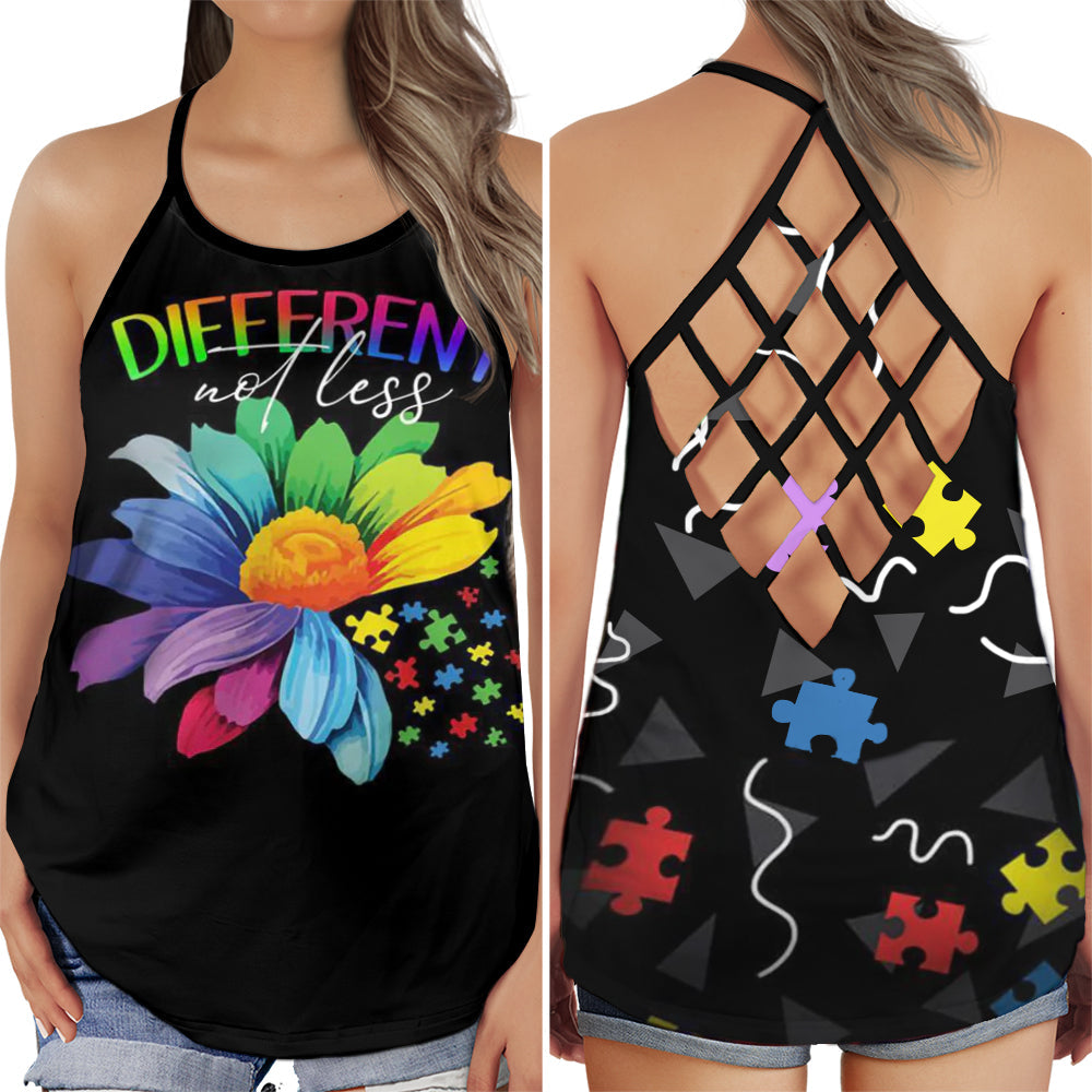 Autism Awareness Different Not Less Message - Hollow Tank Top