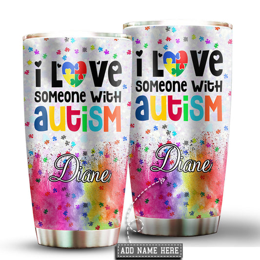 Autism Awareness In A World I Love Personalized 20 Oz Tumbler