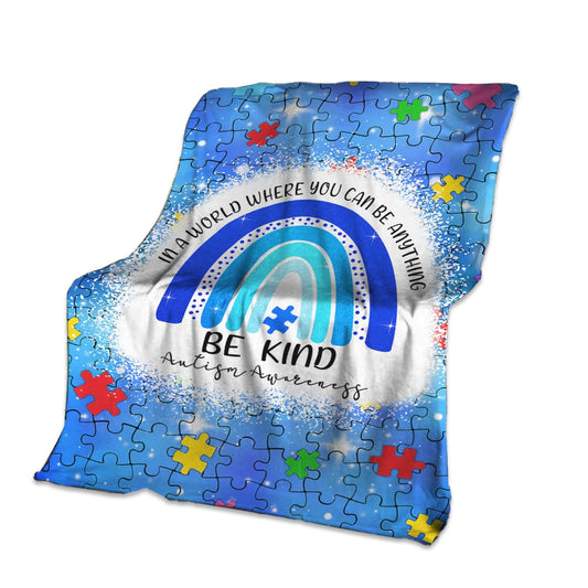 Autism Awareness Kindness And Acceptance Message 50 x 60 Inch Flannel Blanket For Cozy Bedroom And Sofa Decor