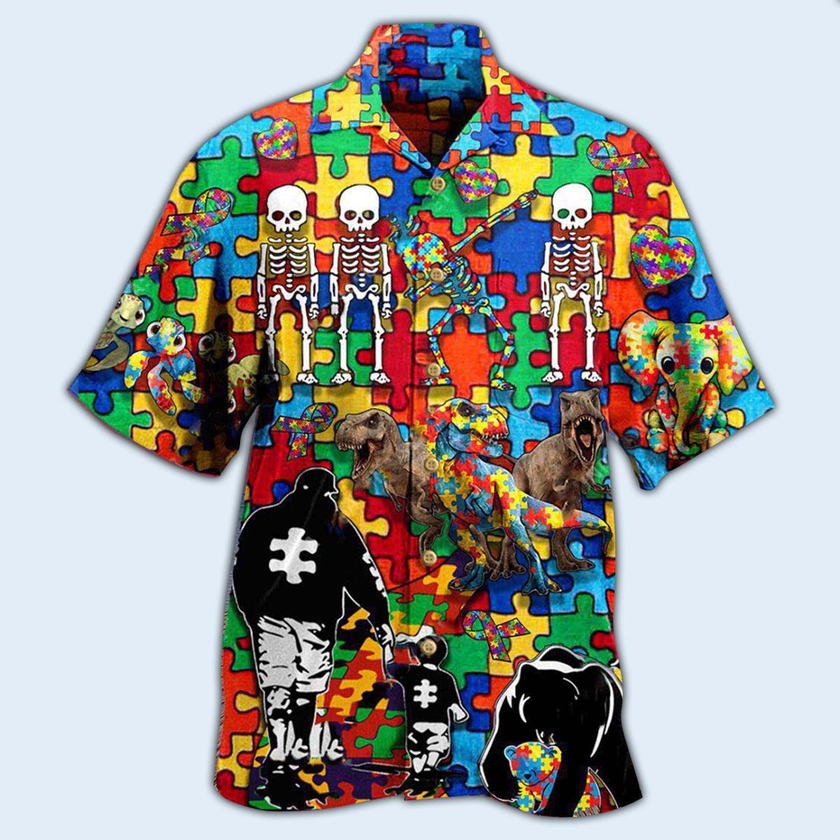 Autism Awareness It’s Ok To Be Different Dad And Son - Hawaiian Shirt
