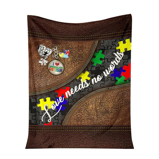 Autism Awareness Colorful Acceptance Message Leather Pattern 50 x 60 Inch Flannel Blanket For Cozy Bedroom And Sofa Decor