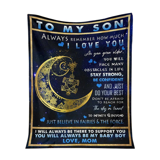 Autism Awareness Son Gift 50 x 60 Inch Flannel Blanket For Cozy Bedroom And Sofa Decor