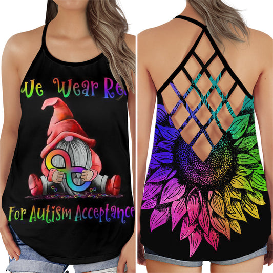 Autism We Wear Red Awareness – Hollow Tank Top