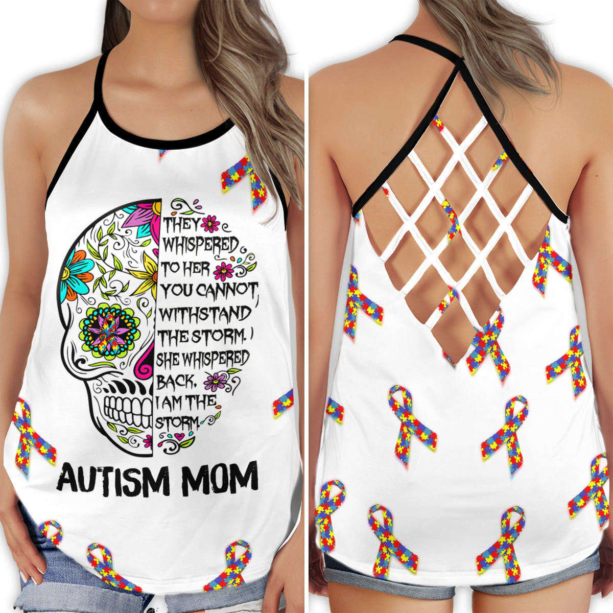Autism Mom Strong Support – Hollow Tank Top