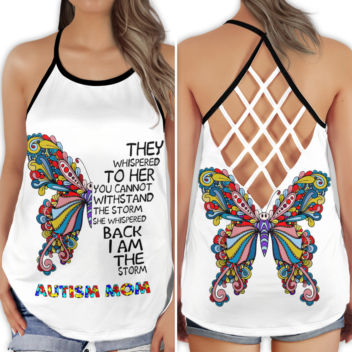 Autism Butterfly Storm Strength – Hollow Tank Top
