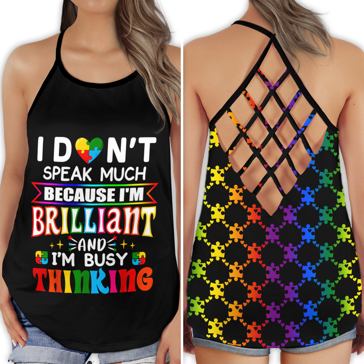 Autism Busy Mind Message – Hollow Tank Top