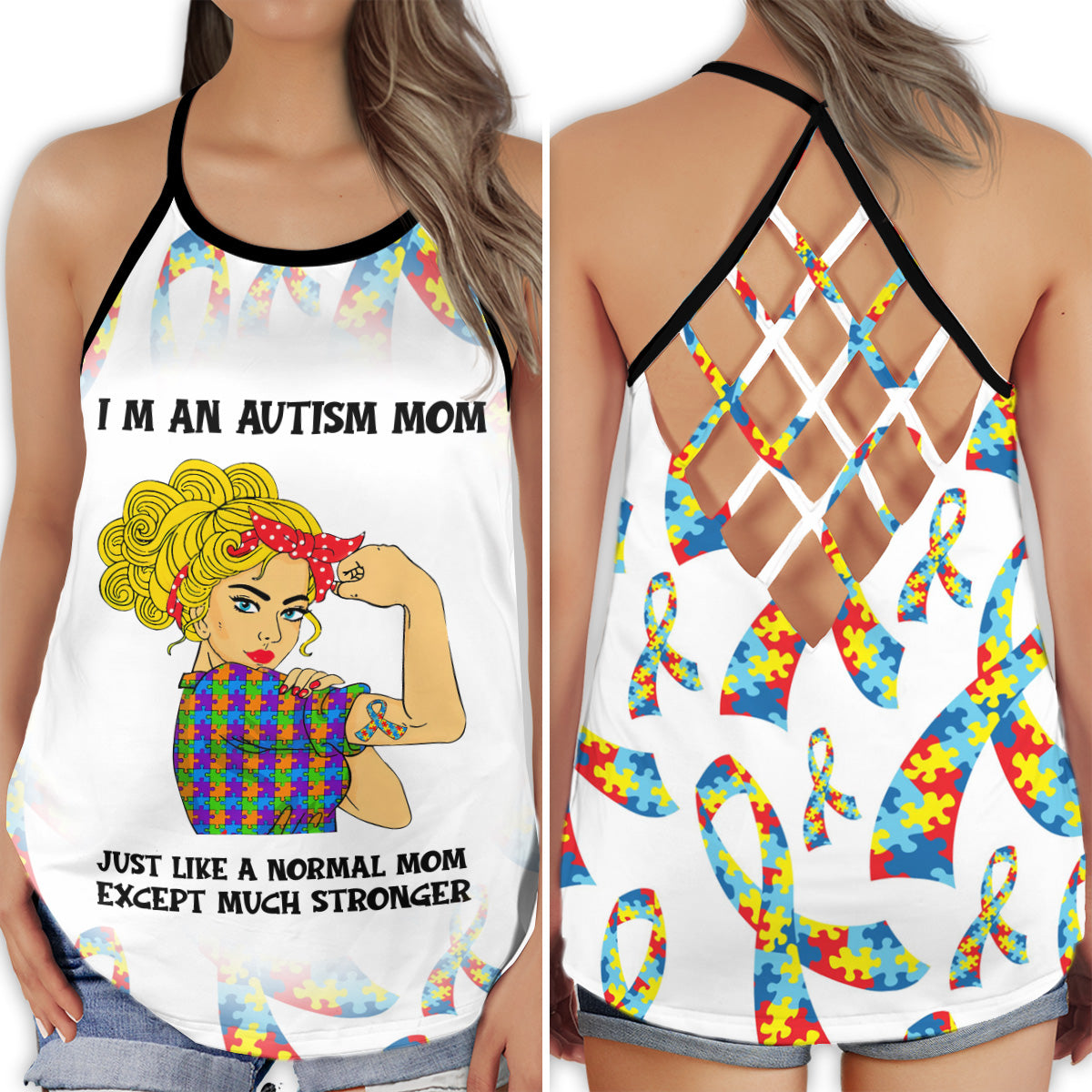 Autism Mom Proud Support – Hollow Tank Top