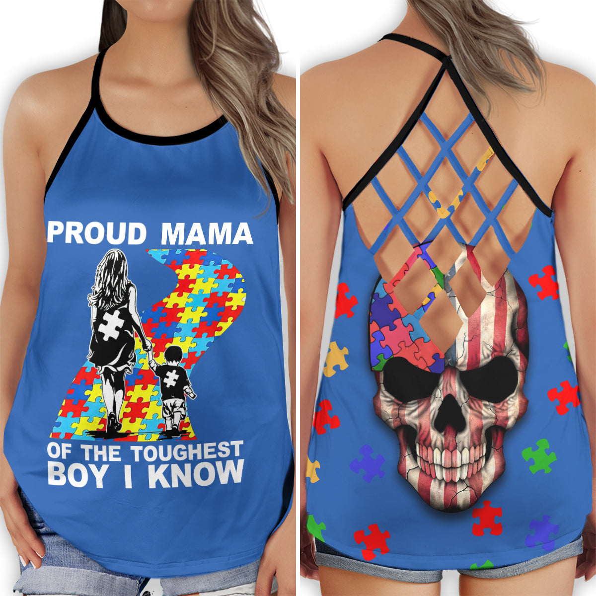 Autism Proud Mama Love Support - Hollow Tank Top