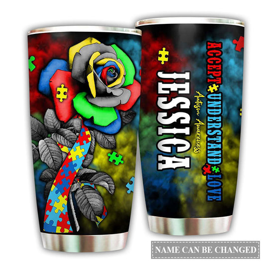 Autism Rose Accept Understand Love Personalized 20 Oz Tumbler