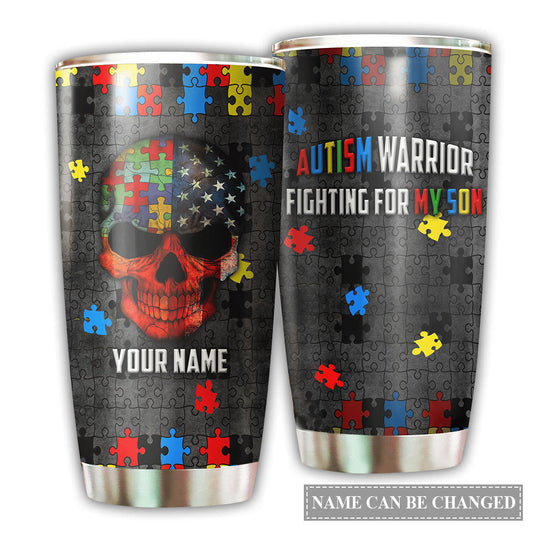 Autism Warrior Fighting For My Son Personalized 20 Oz Tumbler
