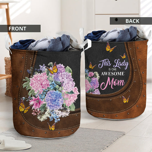 Awesome mom floral leather style - Laundry basket - LAUB05TNH230222-Owls Matrix