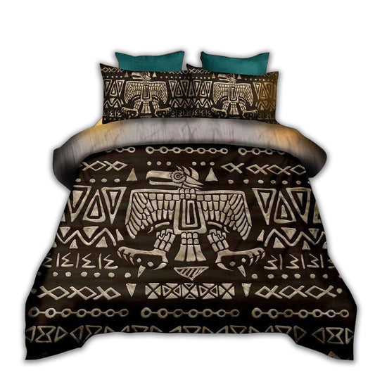 Aztec Eagle Brown Vintage Bedding Cover For Nature Bedroom Decor