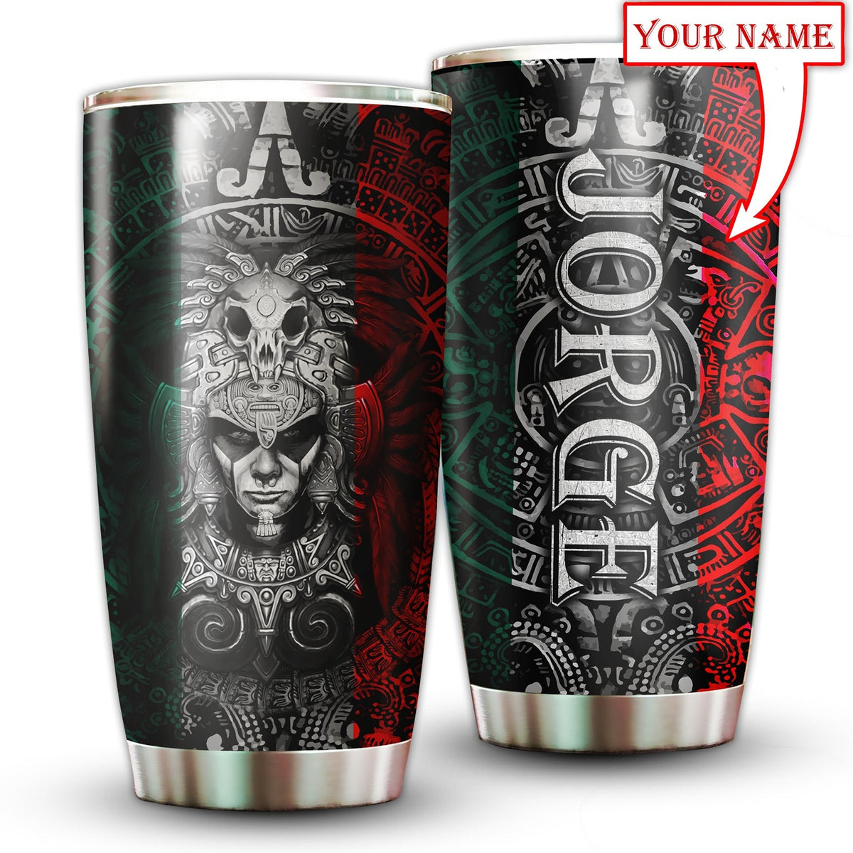 Aztec Mexico Green And Red Personalized 20 Oz Tumbler