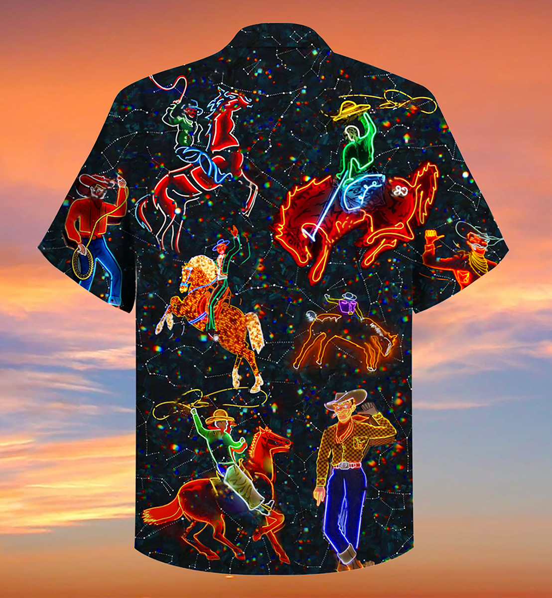 Neon Cowboy Love Life Cool Vintage Style - Hawaiian Shirt
