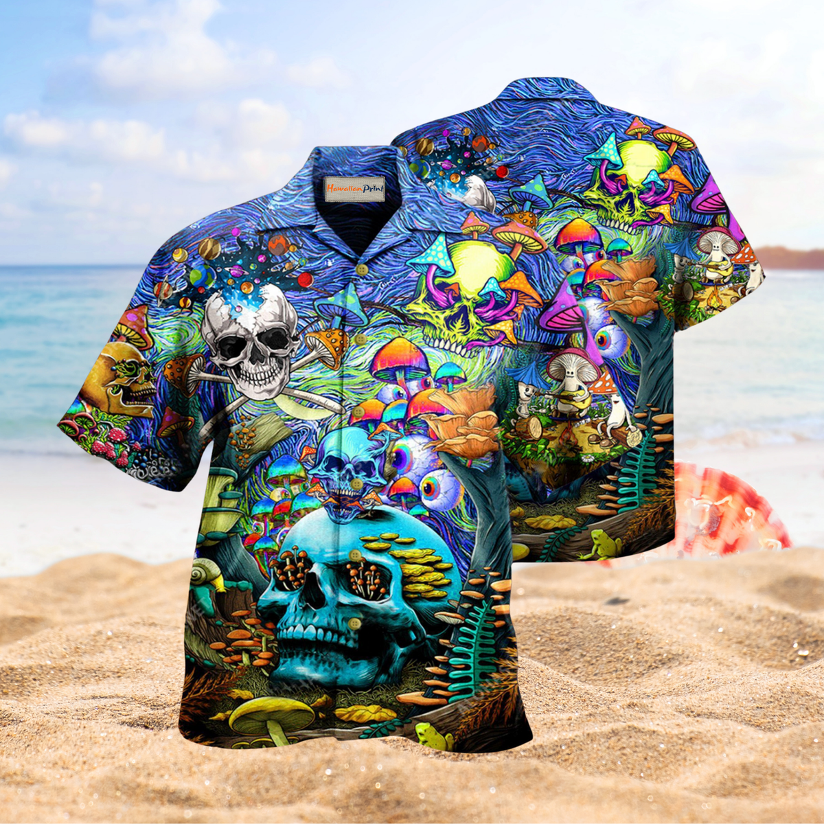 Hippie Die Once Live Forever Skull Mushroom - Hawaiian Shirt