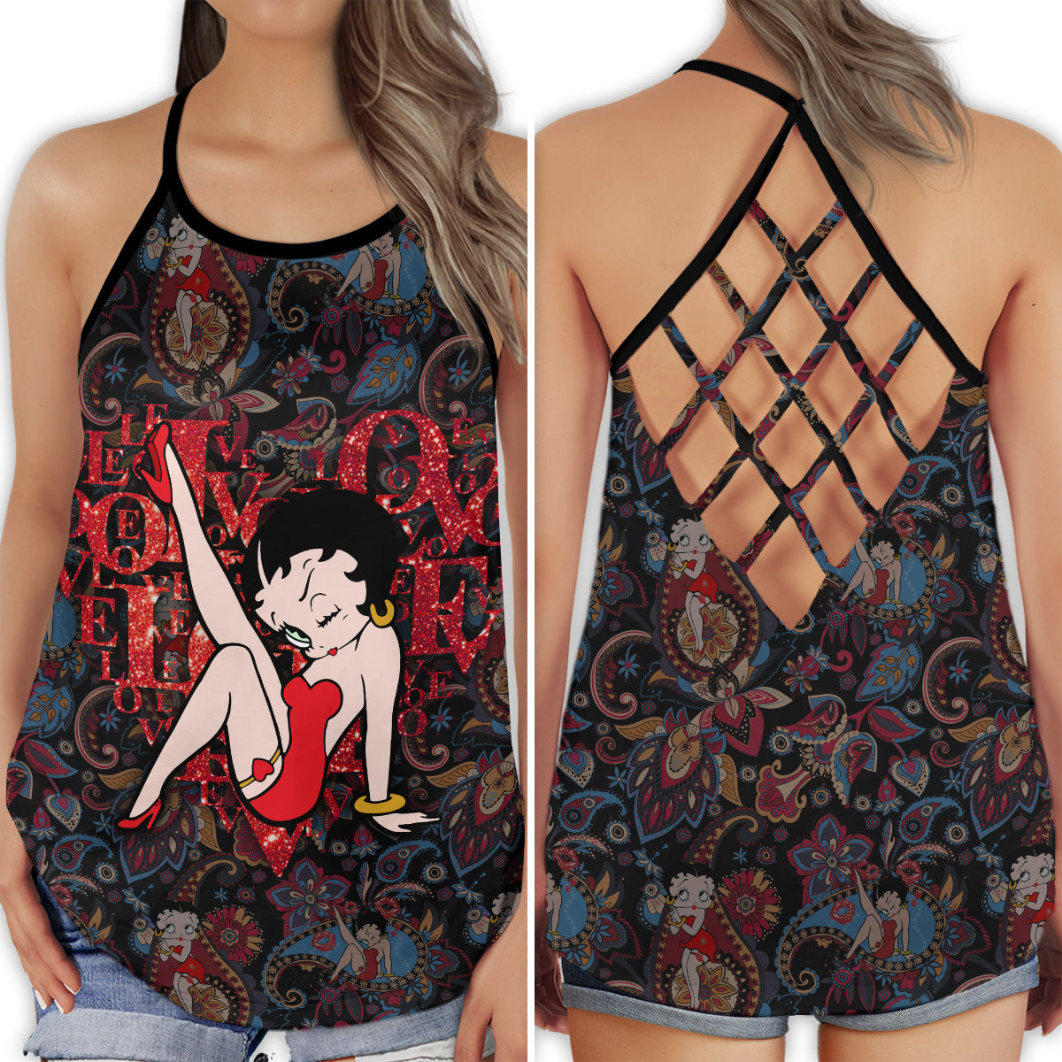 Beautiful Love Floral Cute Theme – Hollow Tank Top
