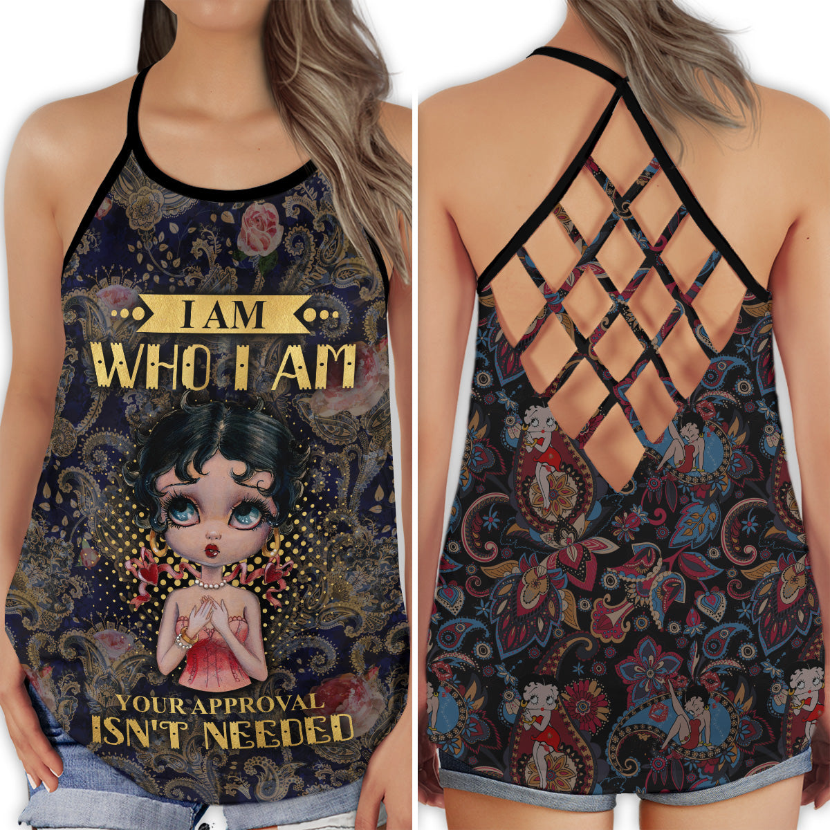 Cute Cartoon BB Love It Fun Vibes - Hollow Tank Top