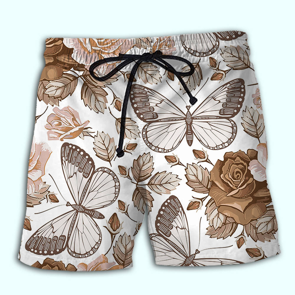 Butterfly And Rose Beautiful Art – Beach Short