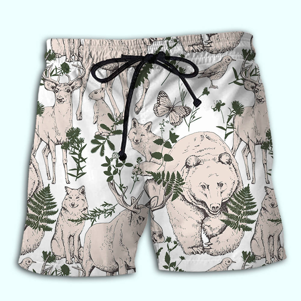 Wild Forest Animal Minimal Art – Beach Short