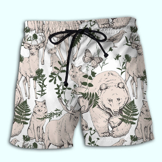 Wild Forest Animal Minimal Art – Beach Short