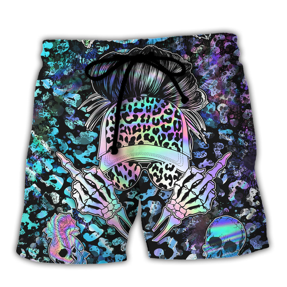 Skull Confidence Message About Being The Wrong One To Mess With – Beach Short